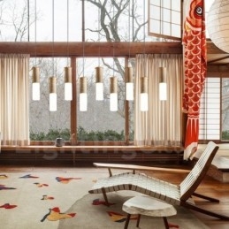 Lámpara colgante de madera moderna y contemporánea de 9 luces