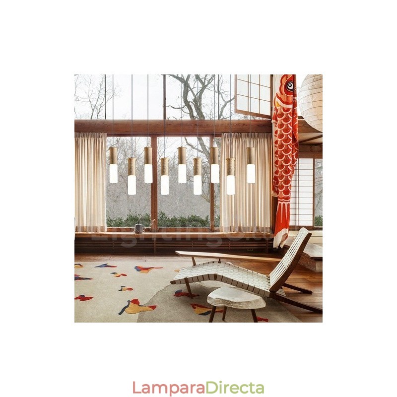 Lámpara colgante de madera moderna y contemporánea de 9 luces