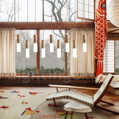 Lámpara colgante de madera moderna y contemporánea de 9 luces Lámpara colgante de madera moderna y contemporánea de 9 luces