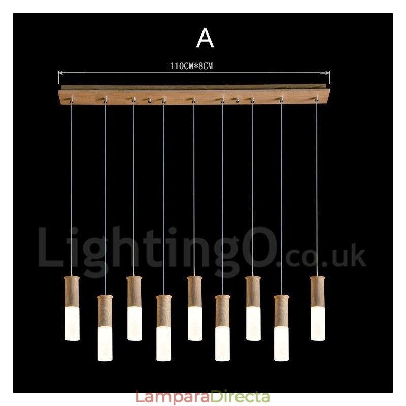 Lámpara colgante de madera moderna y contemporánea de 9 luces