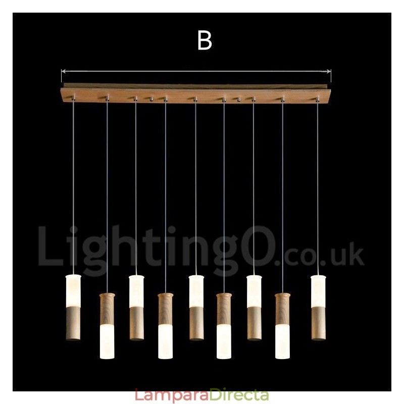 Lámpara colgante de madera moderna y contemporánea de 9 luces