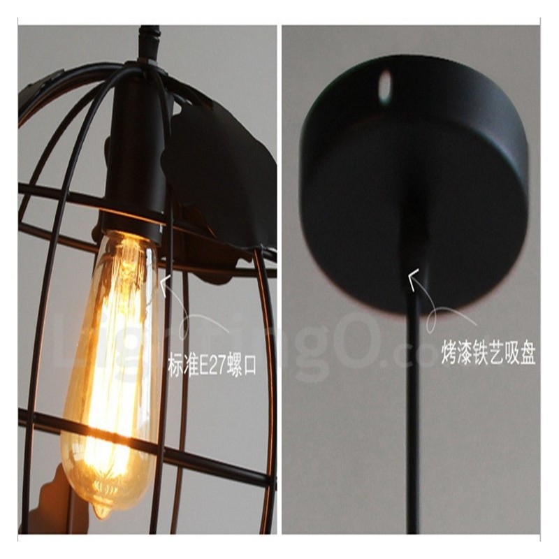 Lámpara colgante de metal con forma de globo vintage de estilo campestre