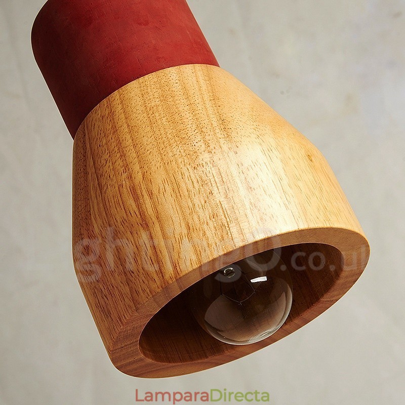 Lámpara colgante vintage de madera y hormigón
