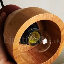 Lámpara colgante vintage de madera y hormigón