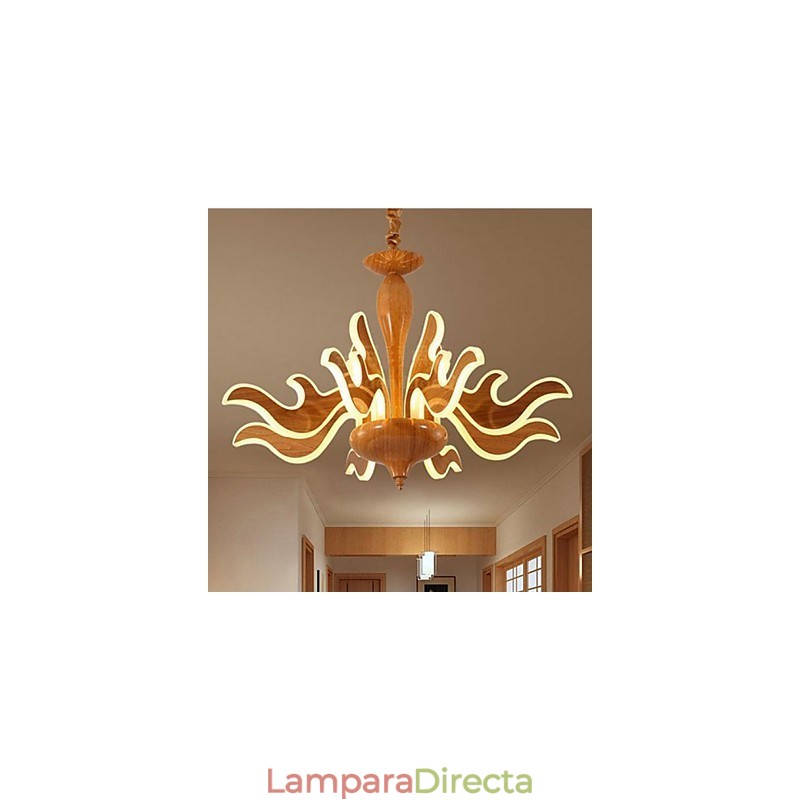 El arte de la imitación de veta de madera importada de acrílico chino simple lámpara de araña