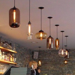 Lámpara colgante de cristal moderna y contemporánea de 1 luz en varios colores