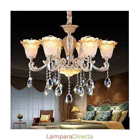 Lámpara colgante de cristal retro de estilo europeo Lámpara americana Lámpara colgante de cristal retro de estilo europeo Lámpara americana