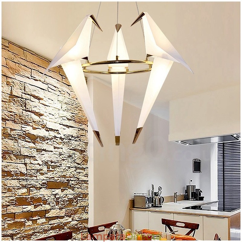 Lámpara colgante moderna contemporánea de 3 luces con grulla de papel