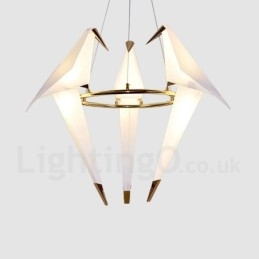 Lámpara colgante moderna contemporánea de 3 luces con grulla de papel