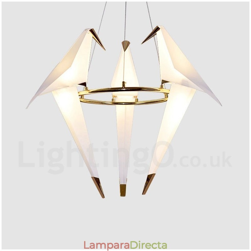 Lámpara colgante moderna contemporánea de 3 luces con grulla de papel