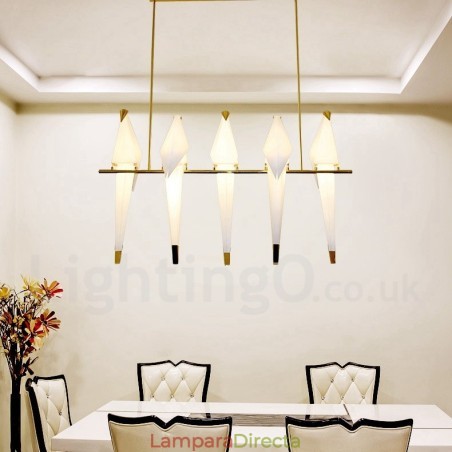 Lámpara colgante moderna contemporánea de 5 luces con forma de grulla de papel Lámpara colgante moderna contemporánea de 5 luces con forma de grulla de papel