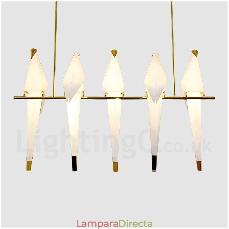 Lámpara colgante moderna contemporánea de 5 luces con forma de grulla de papel