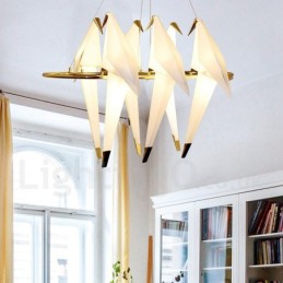 Lámpara colgante moderna y contemporánea de 6 luces con diseño de grulla de papel