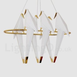 Lámpara colgante moderna y contemporánea de 6 luces con diseño de grulla de papel