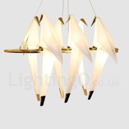 Lámpara colgante moderna y contemporánea de 6 luces con diseño de grulla de papel