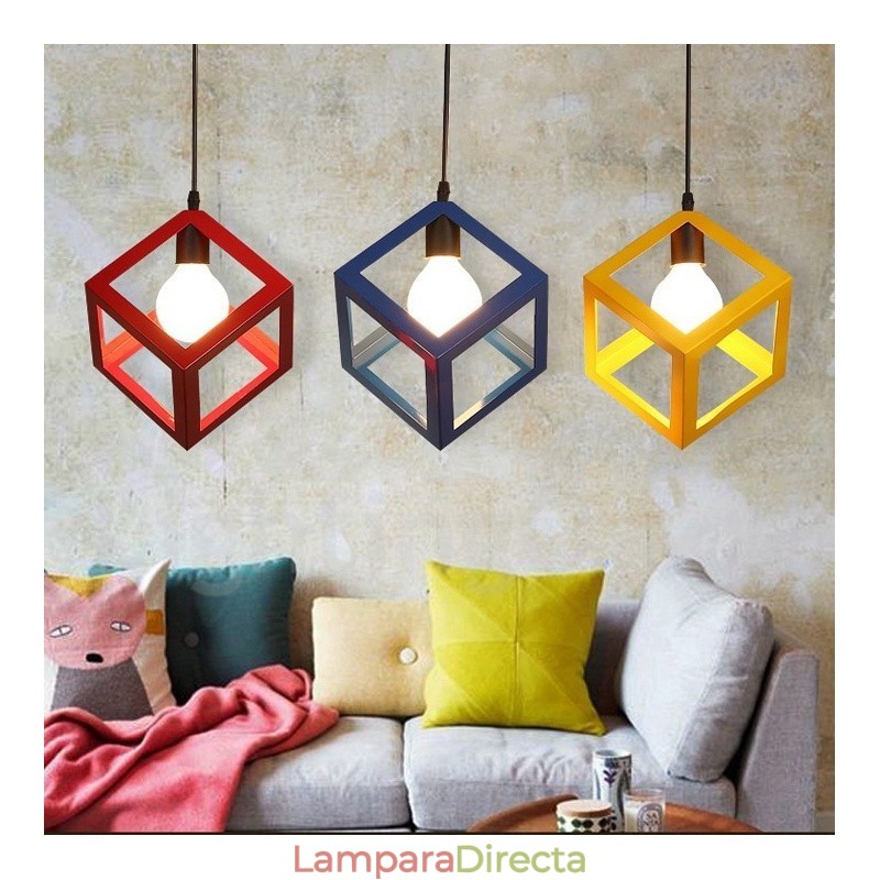 Lámpara colgante moderna contemporánea de metal multicolor de 1 luz