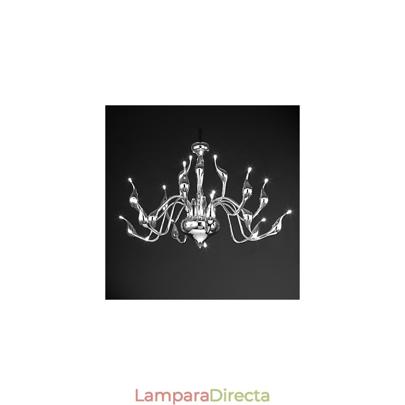Lámpara de araña moderna de 18 luces G4 con acabado cromado