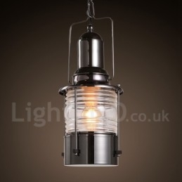 Lámpara colgante de cobre con una luz estilo farol retro vintage