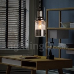 Lámpara colgante de cobre con una luz estilo farol retro vintage