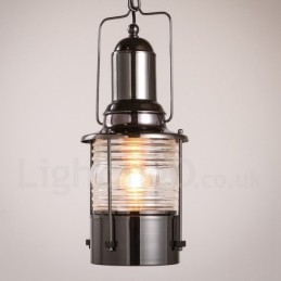 Lámpara colgante de cobre con una luz estilo farol retro vintage