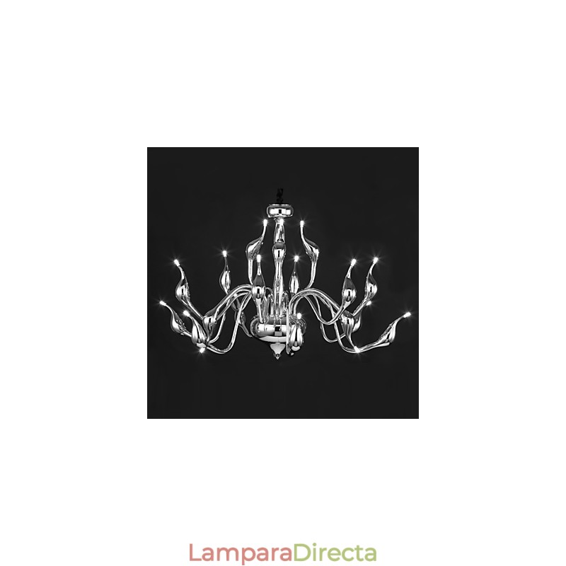 Lámpara de araña moderna de 18 luces G4 con acabado cromado