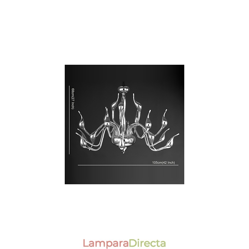 Lámpara de araña moderna de 18 luces G4 con acabado cromado