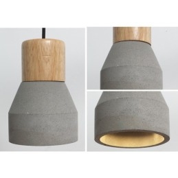 Lámpara colgante de una sola luz moderna contemporánea de madera y hormigón
