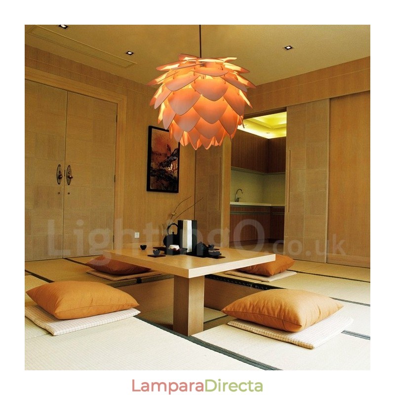 Lámpara colgante de piña de madera rústica