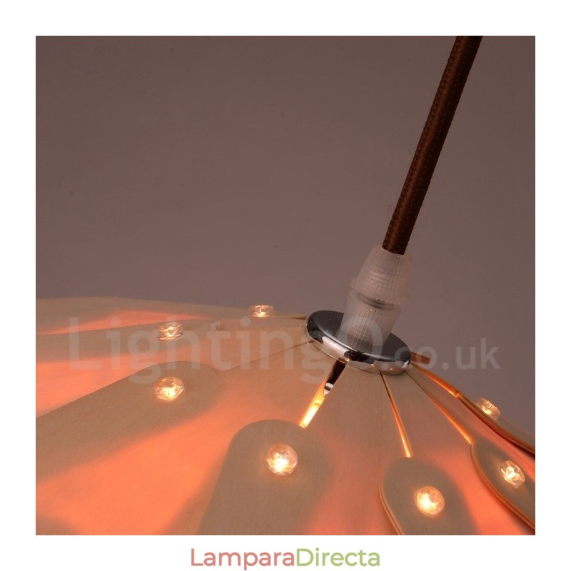 Lámpara colgante de piña de madera rústica