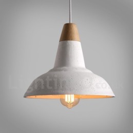 Lámpara colgante moderna contemporánea de 1 luz de madera y hormigón