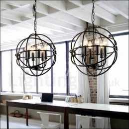 Lámpara colgante vintage de metal con 6 luces y globo