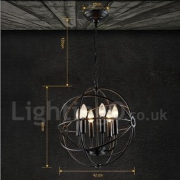 Lámpara colgante vintage de metal con 6 luces y globo