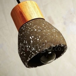 Lámpara colgante moderna contemporánea de 1 luz de madera y hormigón
