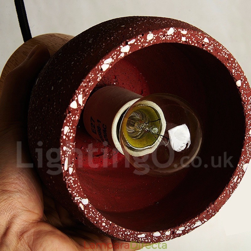 Lámpara colgante moderna contemporánea de 1 luz de madera y hormigón