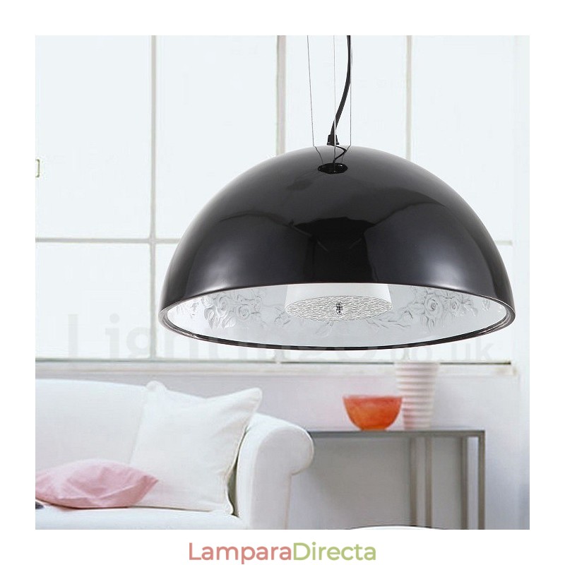 Lámpara colgante rústica negra de una luz