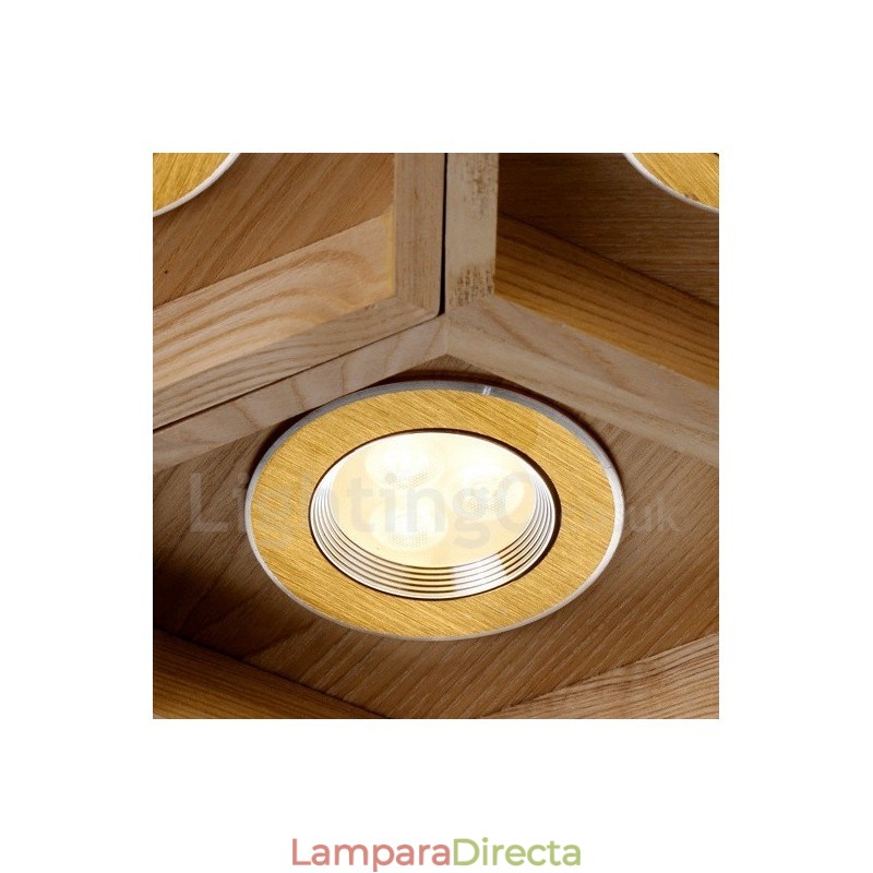 Lámpara colgante contemporánea moderna de madera de 5 luces