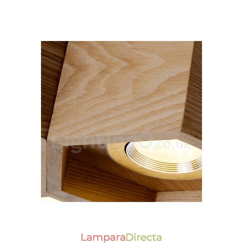 Lámpara colgante contemporánea moderna de madera de 5 luces