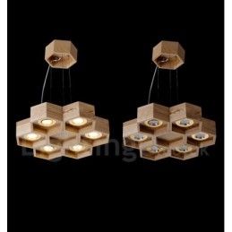 Lámpara colgante contemporánea moderna de madera de 6 luces