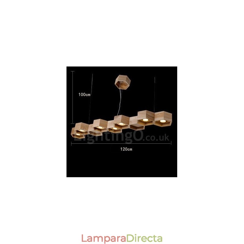 Lámpara colgante contemporánea moderna de madera de 7 luces