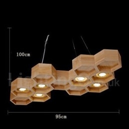 Lámpara colgante contemporánea moderna de madera de 6 luces