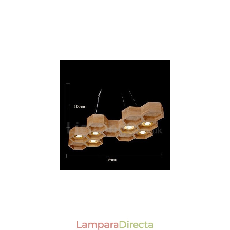 Lámpara colgante contemporánea moderna de madera de 6 luces