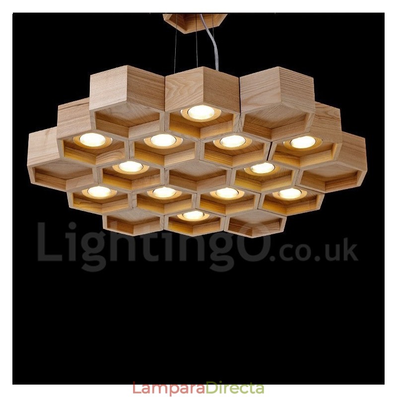 Lámpara colgante contemporánea moderna de madera de 12 luces