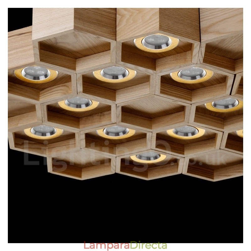 Lámpara colgante contemporánea moderna de madera de 12 luces