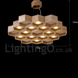 Lámpara colgante contemporánea moderna de madera de 12 luces