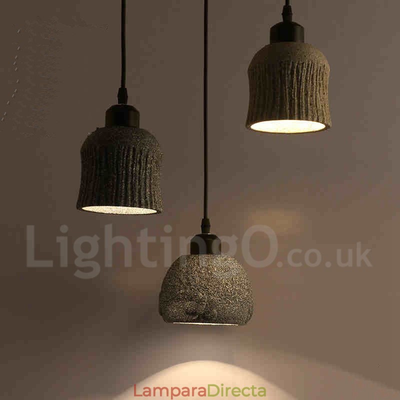 Lámpara colgante retro vintage de madera y hormigón