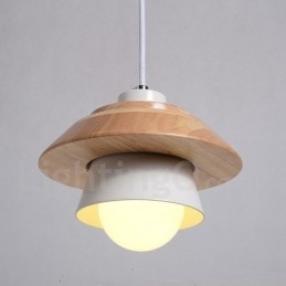 Lámpara colgante de 1 luz de madera y metal
