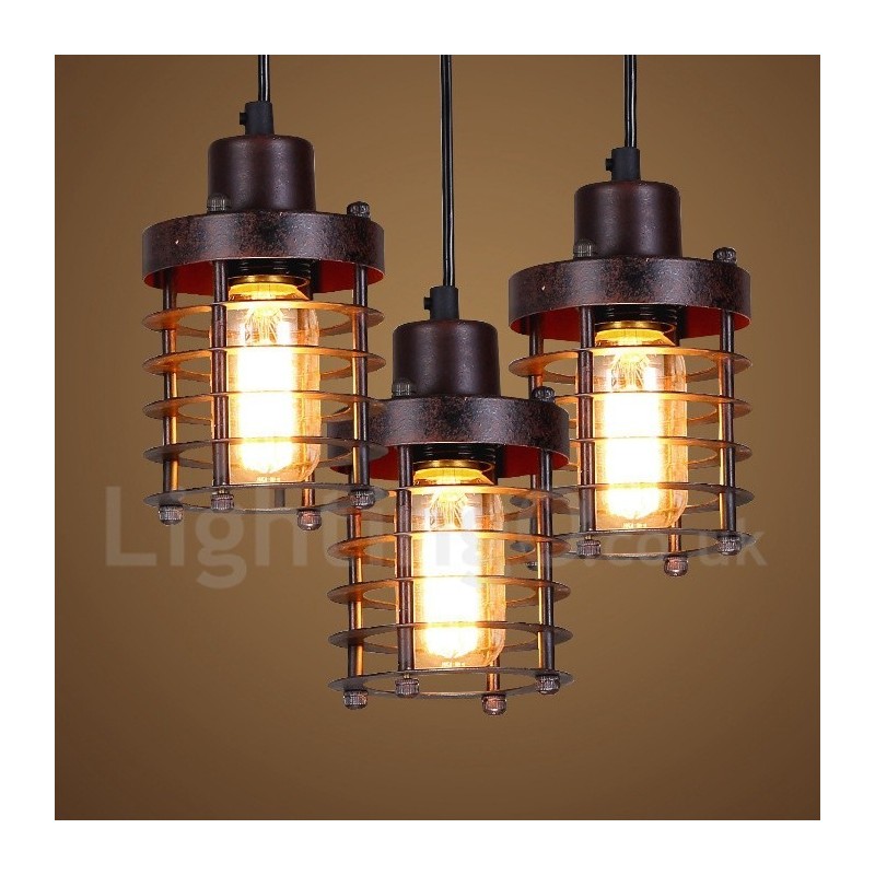 Lámpara colgante de cobre retro vintage de 1 luz
