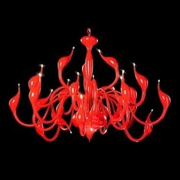 Lámpara de araña moderna de 24 luces G4 con pintura roja