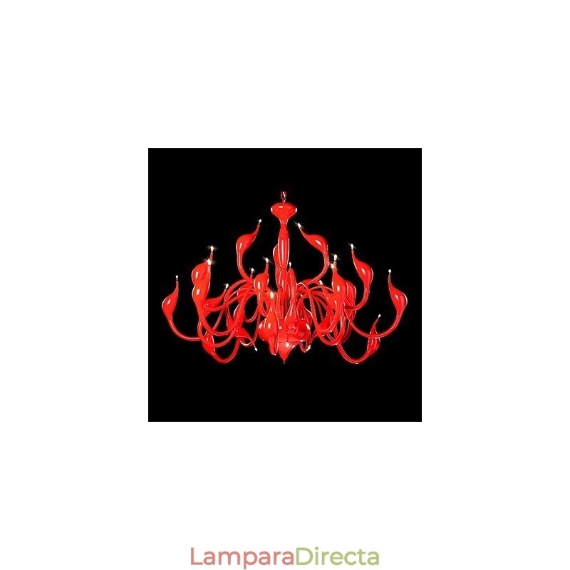 Lámpara de araña moderna de 24 luces G4 con pintura roja