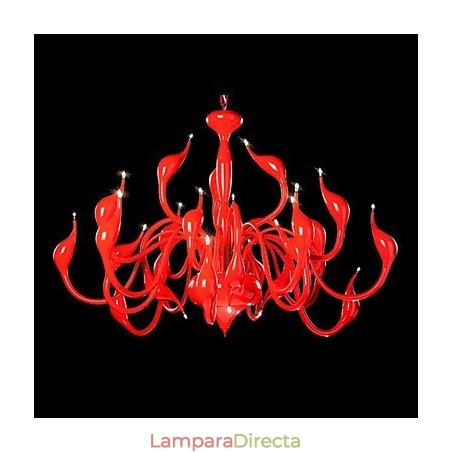Lámpara de araña moderna de 24 luces G4 con pintura roja Lámpara de araña moderna de 24 luces G4 con pintura roja